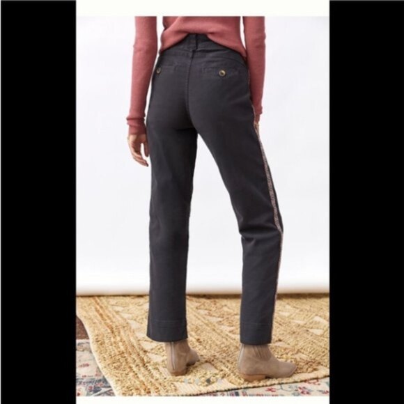 Black Anthropologie Side Stripe Slim Tapered Pants (NWT) - Picture 4 of 5